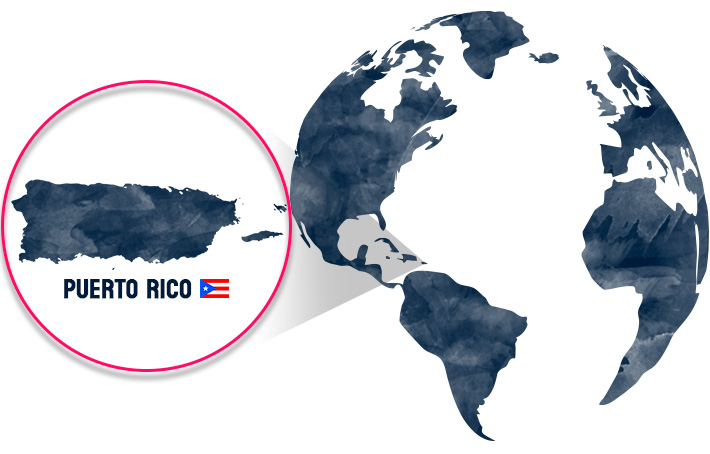 World map Puerto Rico Location
